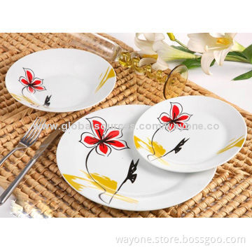 18-piece Dinnerware Set, Round Shape, Floral Design, Made of Porcelain, Suitable for Daily Use